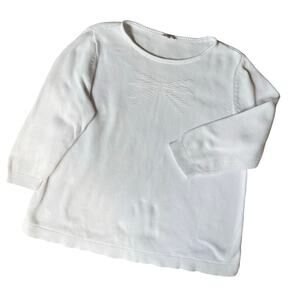 Talbots Women’s XL White Dragonfly Sweater Knit Pullover Coastal Grandma Casual